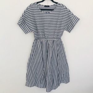 Striped cotton linen dress